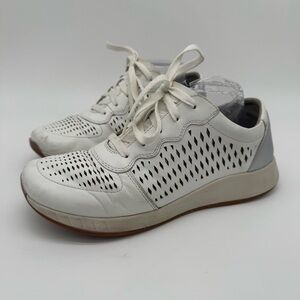 Dansko Charlie White Leather Perforated Silver Heel Sneaker Size 40/9.5-10